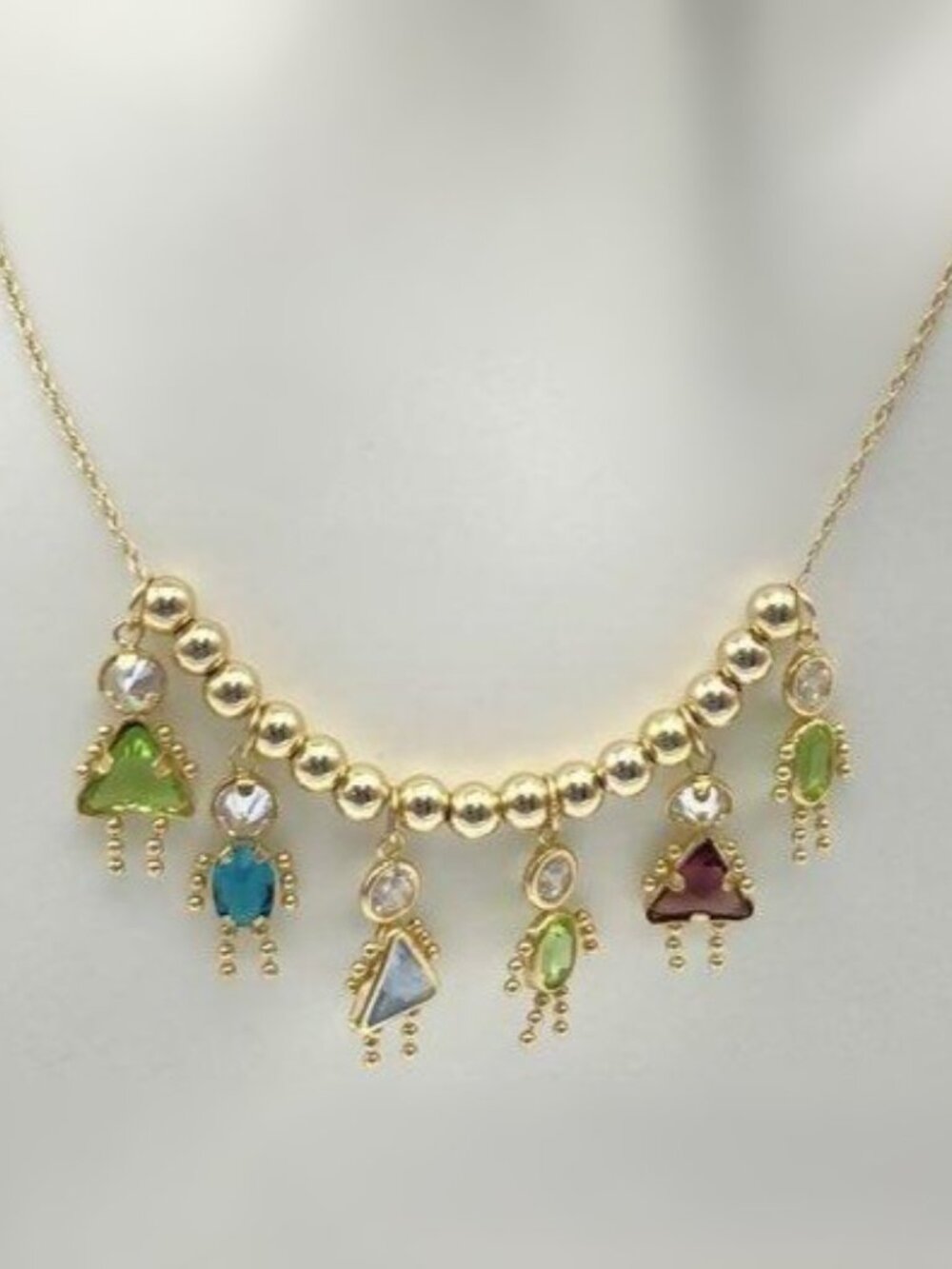 14K Yellow Gold Boy Girl Birthstone Charm Pendant